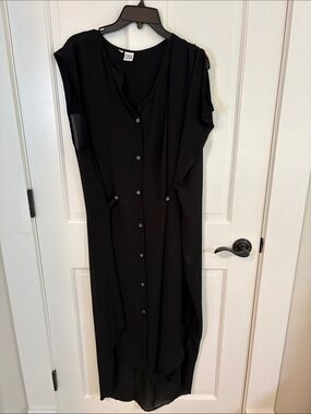 OAK Black Button-Front Maxi Dress